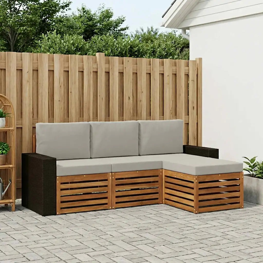Set di divani da esterno 4 pcs Naturale e Grigio Chiaro 3384212