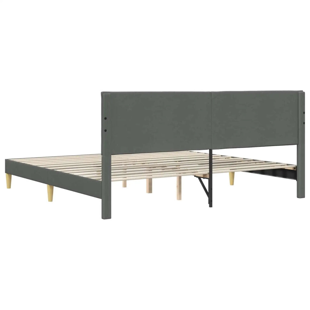 Letto matrimoniale | Letto per adulti | Struttura del letto Grigio Scuro 200 x 200 cm Tessuto