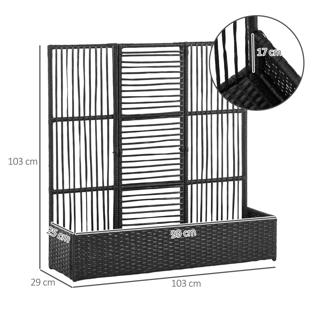 Fioriera con Spalier ¨C Xylo ¨C Polyrattan Nero 103x29x103 cm