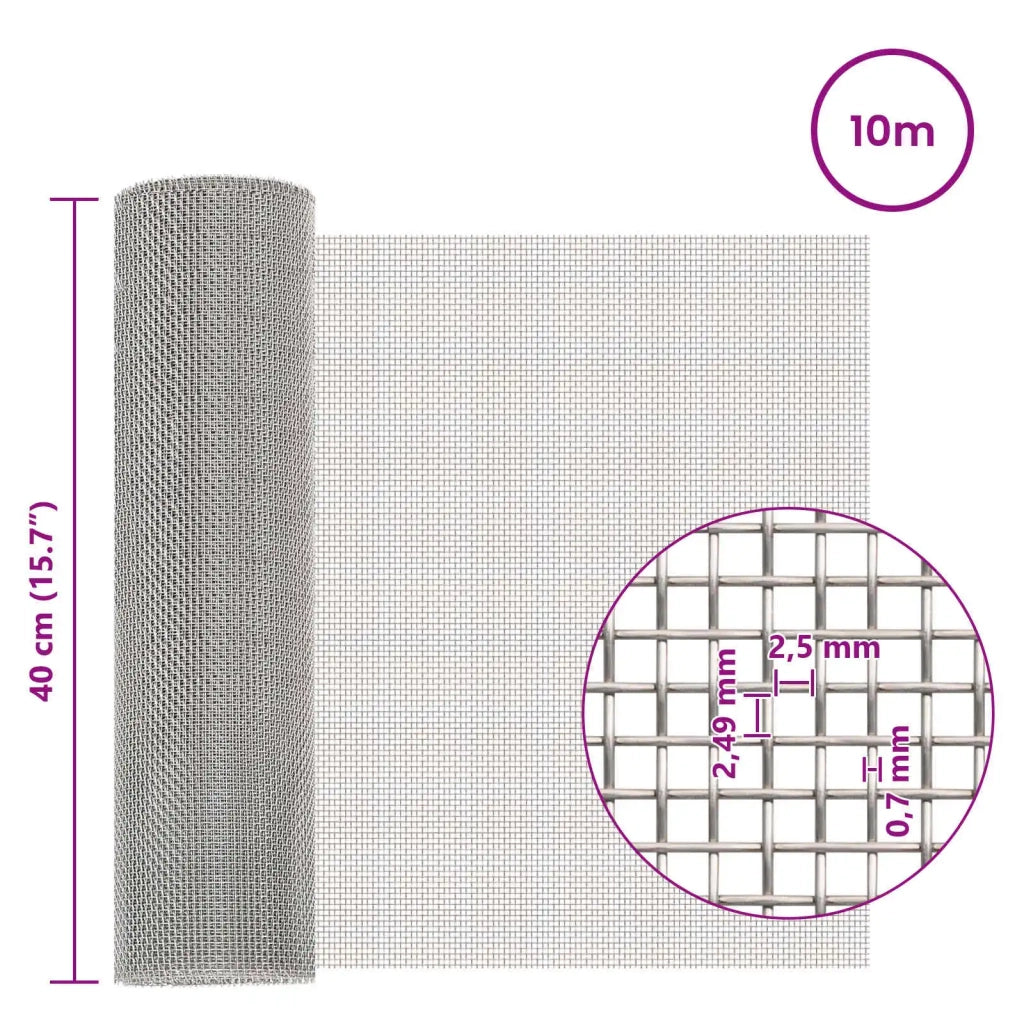 Rete per schermatura 40 x 1000 cm 8 Mesh Argento 42039667