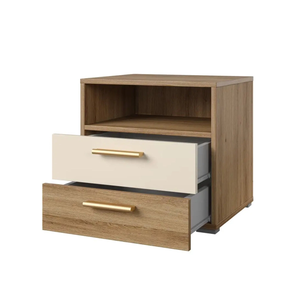 Camera completa VERTIGO – Letto 180x200 con doghe, 2 comodini, armadio a 3 ante, cassettiera + cornice design