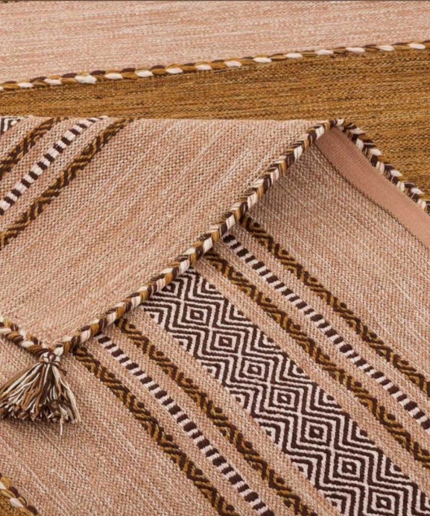 Tappeto ANTIQUE KILIM CUOIO cm.60x90 tessuto a mano in cotone e ciniglia