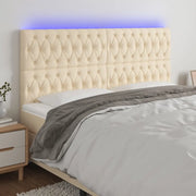 Testiera a LED Crema 200x7x118/128 cm in Tessuto