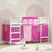 Struttura del Letto Loft per Bambini con Tendine-Giroletto per bambini Bianco e Rosa 356170