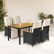 Set Bistrò da Giardino 5 pz con Cuscini in Polyrattan Nero 3276961