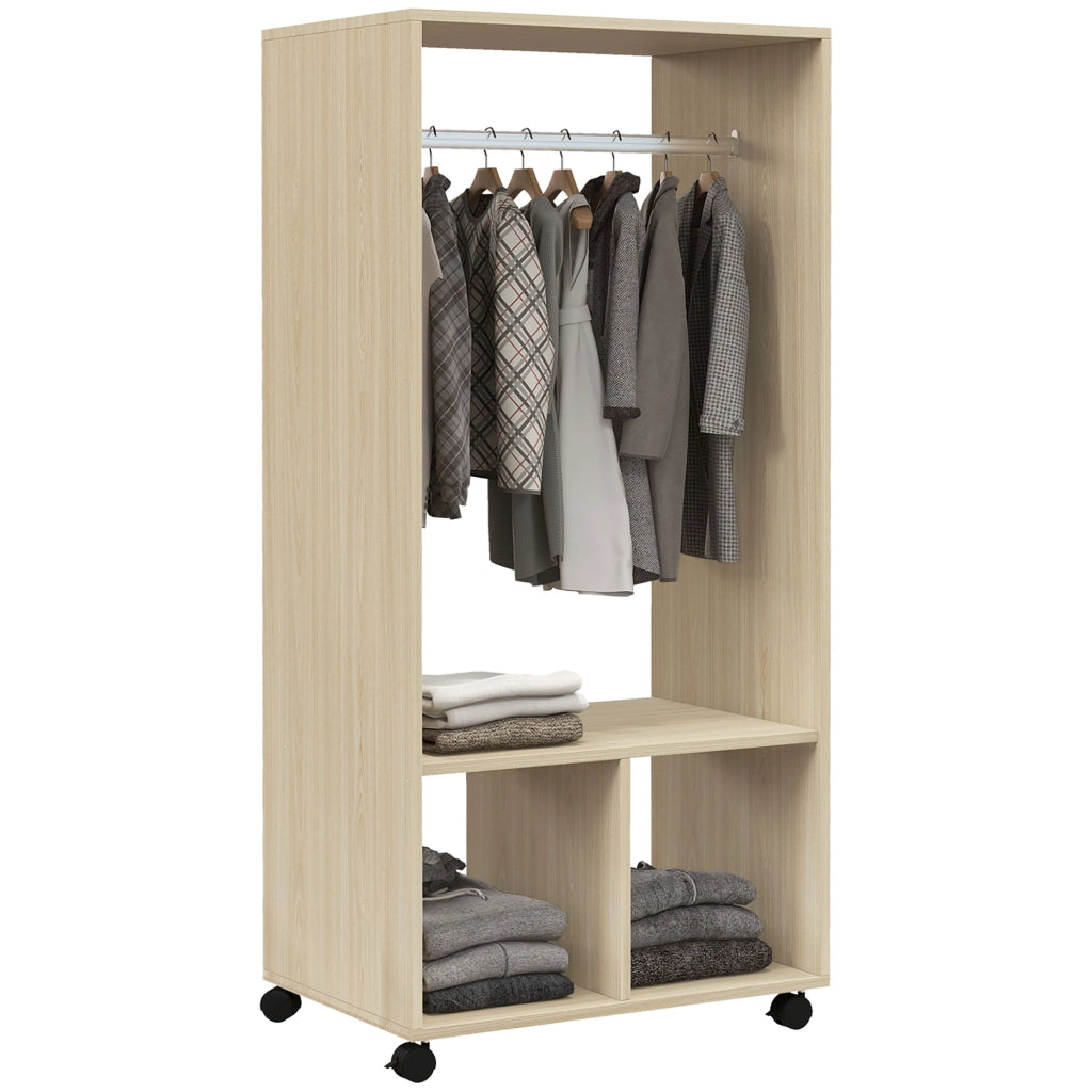 Armadio con ante scorrevoli e ripiani ¨C Minimal ¨C legno naturale 60x40x128 cm