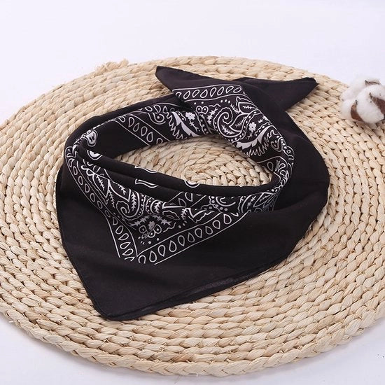 Set di 5 sciarpe quadrati in poliestere e cotone, sciarpa per bicicletta all'aperto, adatta per donne, uomini e bambini, 55*55CM, nero - 55CM*55CM