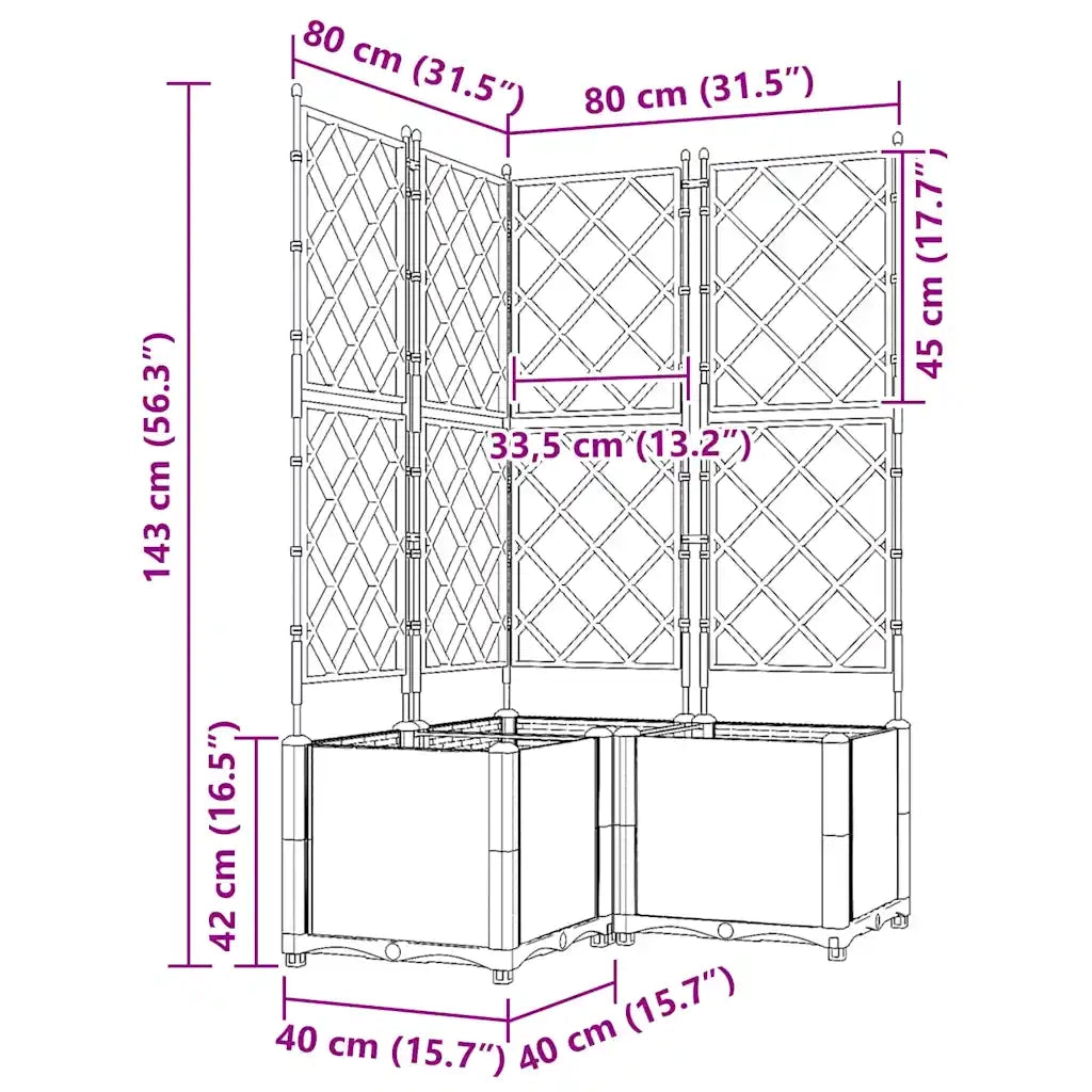 Vaso da giardino 3 pcs Marrone 80 x 80 x 143 cm Plastica 42002818