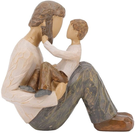 Figurina decorativa a tema papà e figlio dipinta a mano