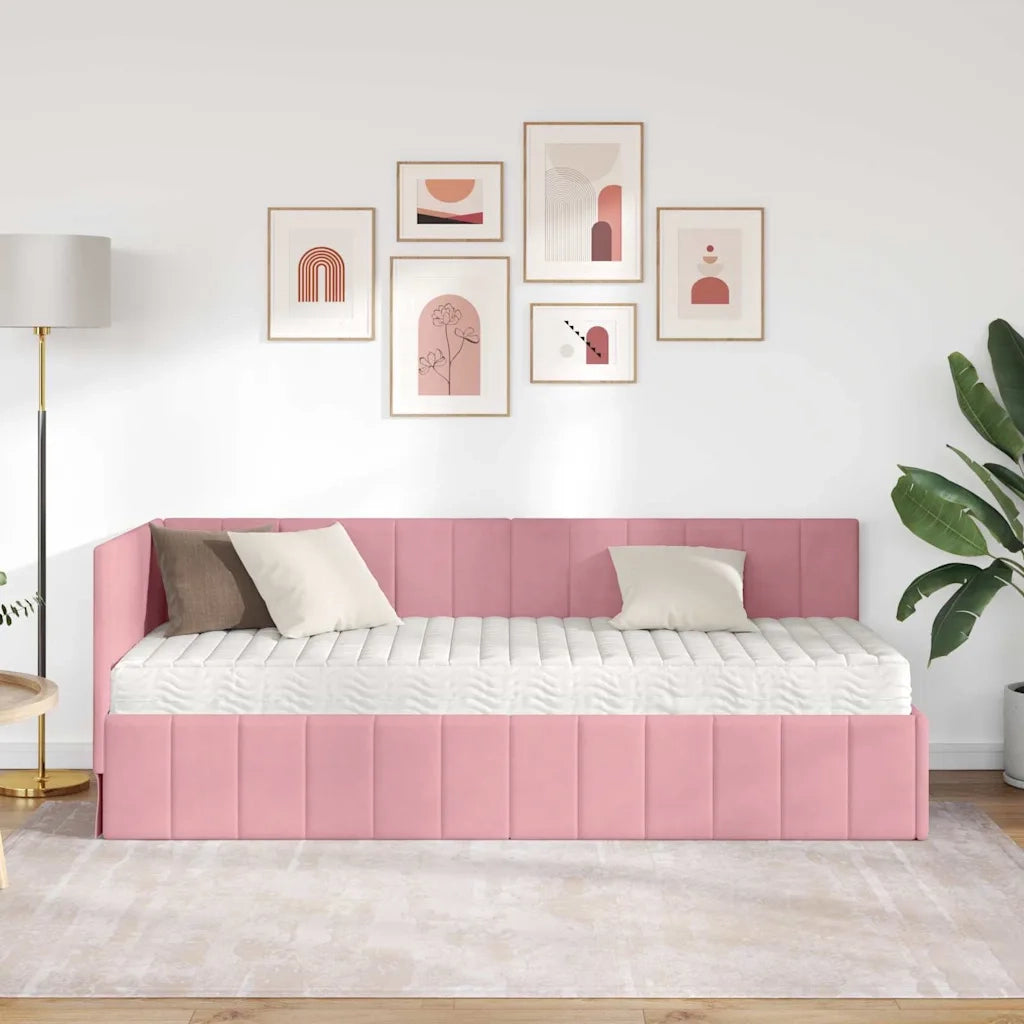 Struttura Letto Angolare con Materasso 2 pcs Grigio Velluto 3393841