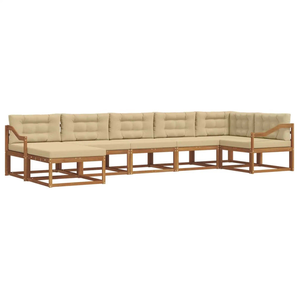 Set di divani da esterno con cuscino 7 pcs Naturale e Beige 3367911