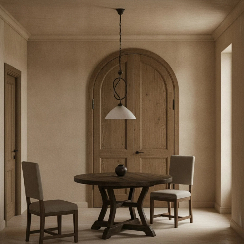 Lampadario Rustico Bistrot 1 Luce Nero e Bianco LuceArt Classic