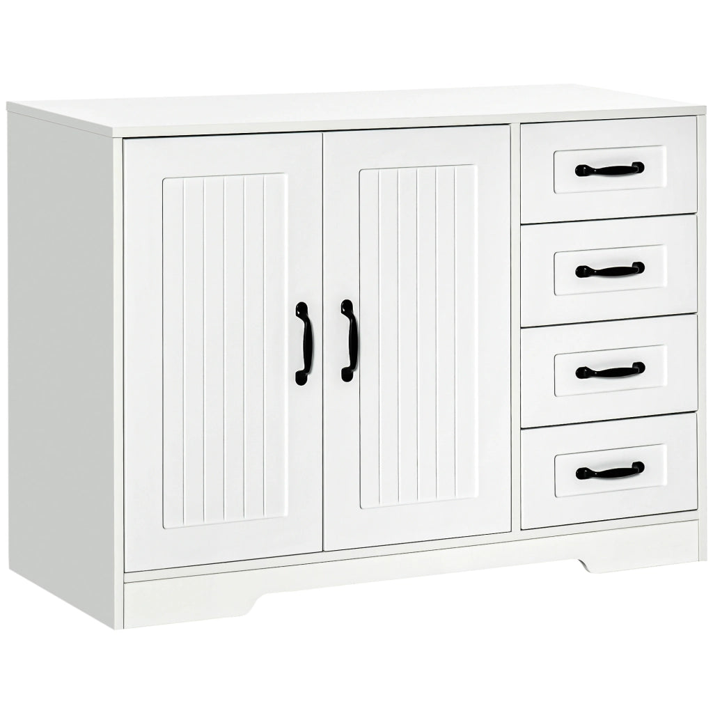 Cassettiera Moderna con 4 Cassetti e Anta ¨C Zephmum ¨C Bianco 105x40x76