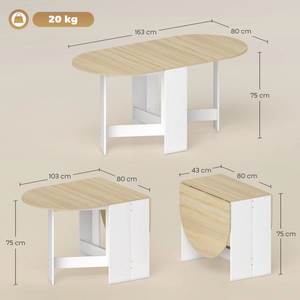 Tavolo da cucina pieghevole allungabile ovale ¨C Xylo ¨C Legno naturale 163x80x75 cm
