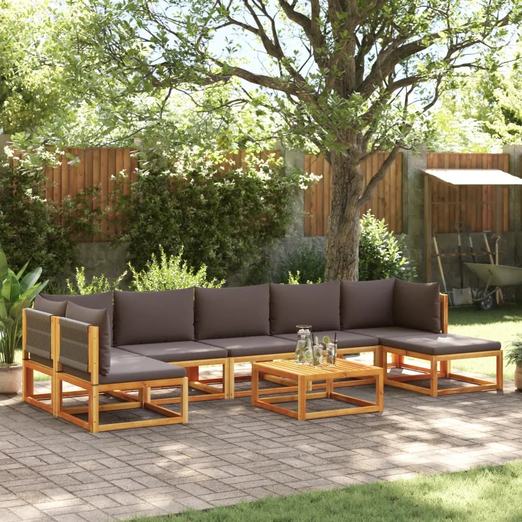 Set di divani da giardino 8 pezzi con cuscini in legno di acacia e corda 3278845