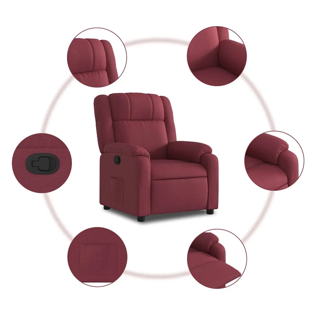 Poltrona | Sedia Relax Reclinabile in Tessuto Rosso Vino