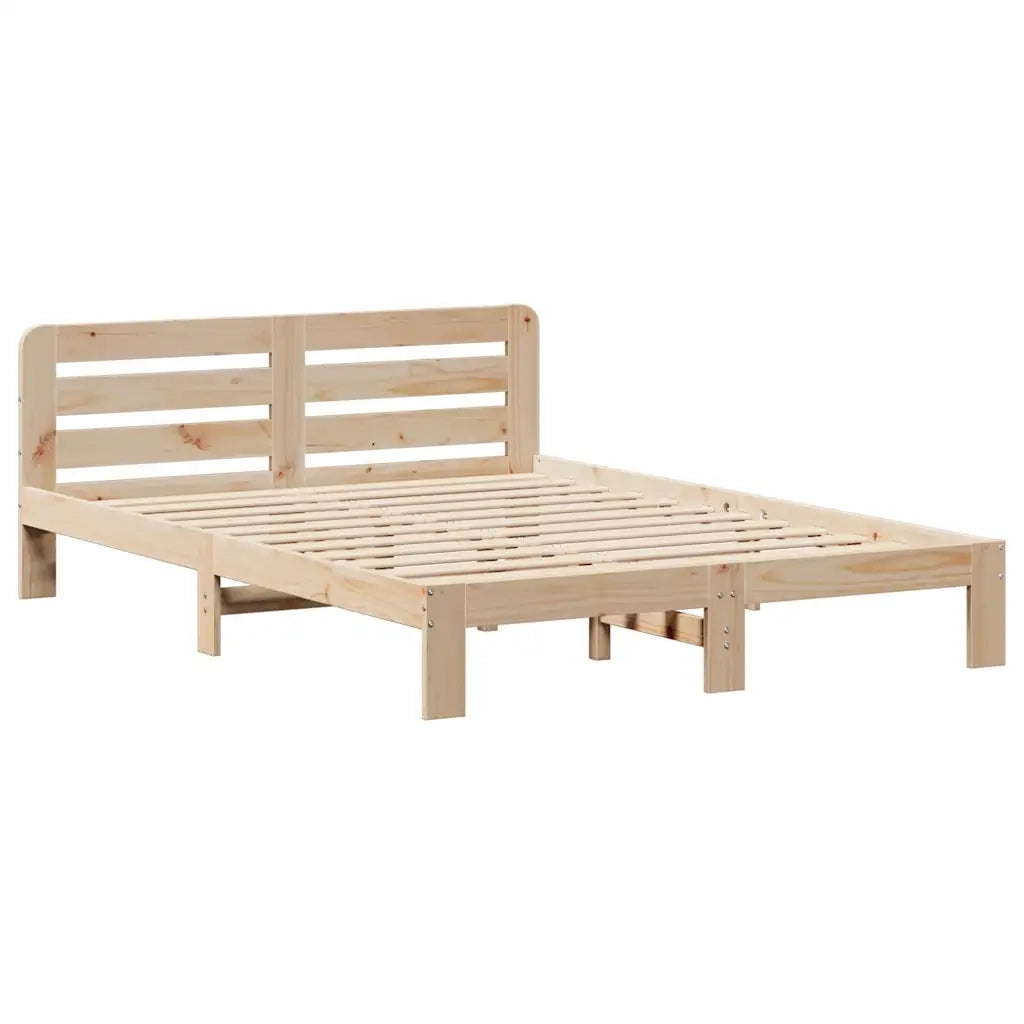 Letto senza Materasso-Struttura Letto 135x190 cm in Legno Massello di Pino 877444