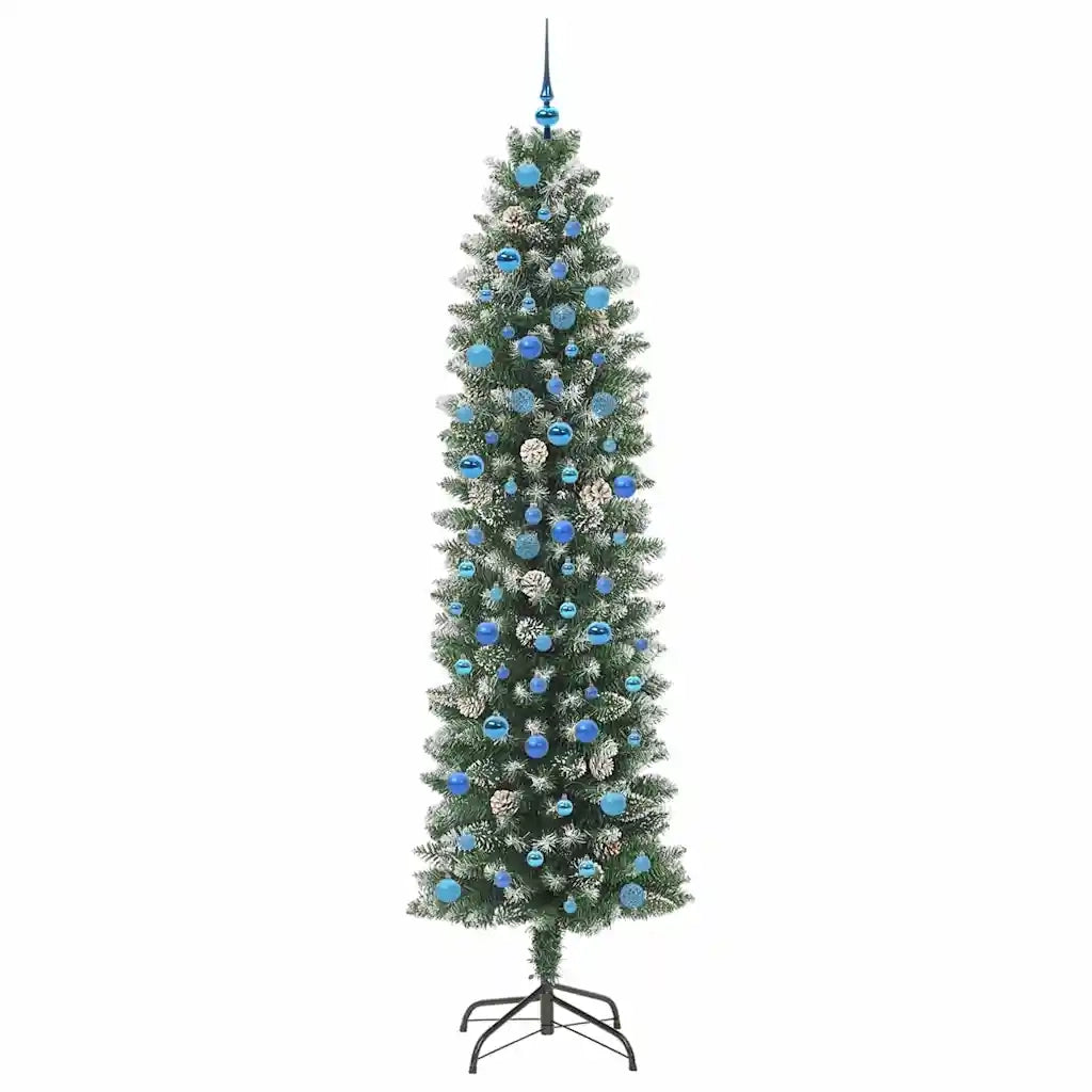 Albero di Natale Artificiale Sottile Verde e Bianco 240 cm 3395324