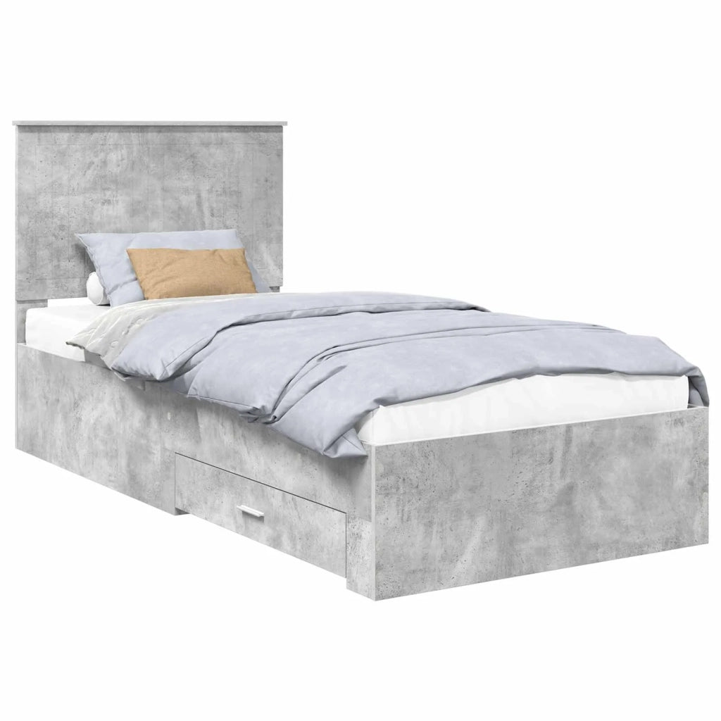 Letto singolo | Letto per adulti | Struttura del letto con testiera Grigio cemento 90 x 200 cm