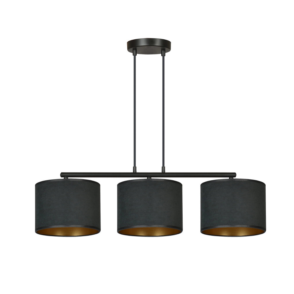 Lampadario Emibig Hilde 3 luci E27 nero oro 72cm H100cm
