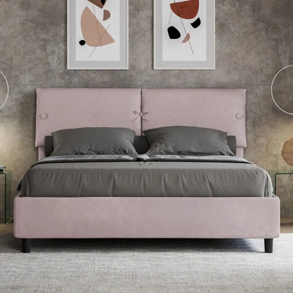 Letto matrimoniale senza rete imbottito 160x200 microfibra glicine Sleeper