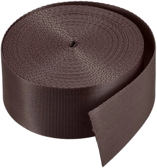 Cintura Singola in Nylon 1,5 Pollici - 10 Metri - Cinturino per Borsa - Cinturino per Bagaglio - Raccordo per Borse - Marrone