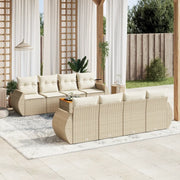 Set Divano da Giardino 9 pz con Cuscini Beige in Polyrattan 3224924