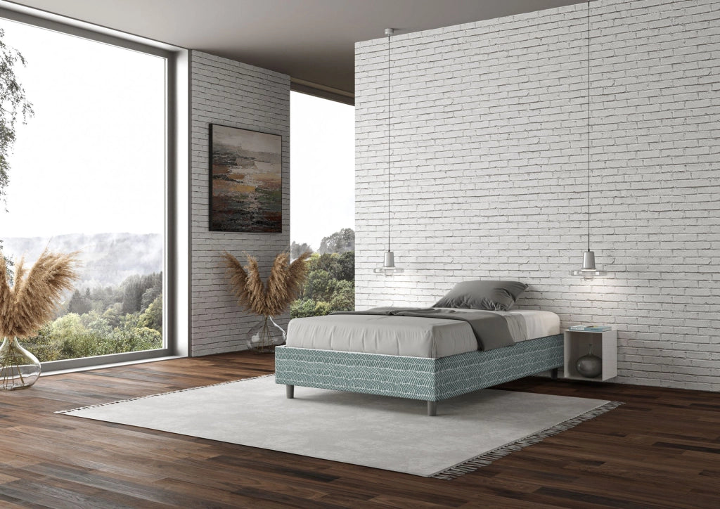 Letto 1 Piazza e Mezzo Sommier 120x210 cm con Rete Azelia Aragona 7 Azzurro