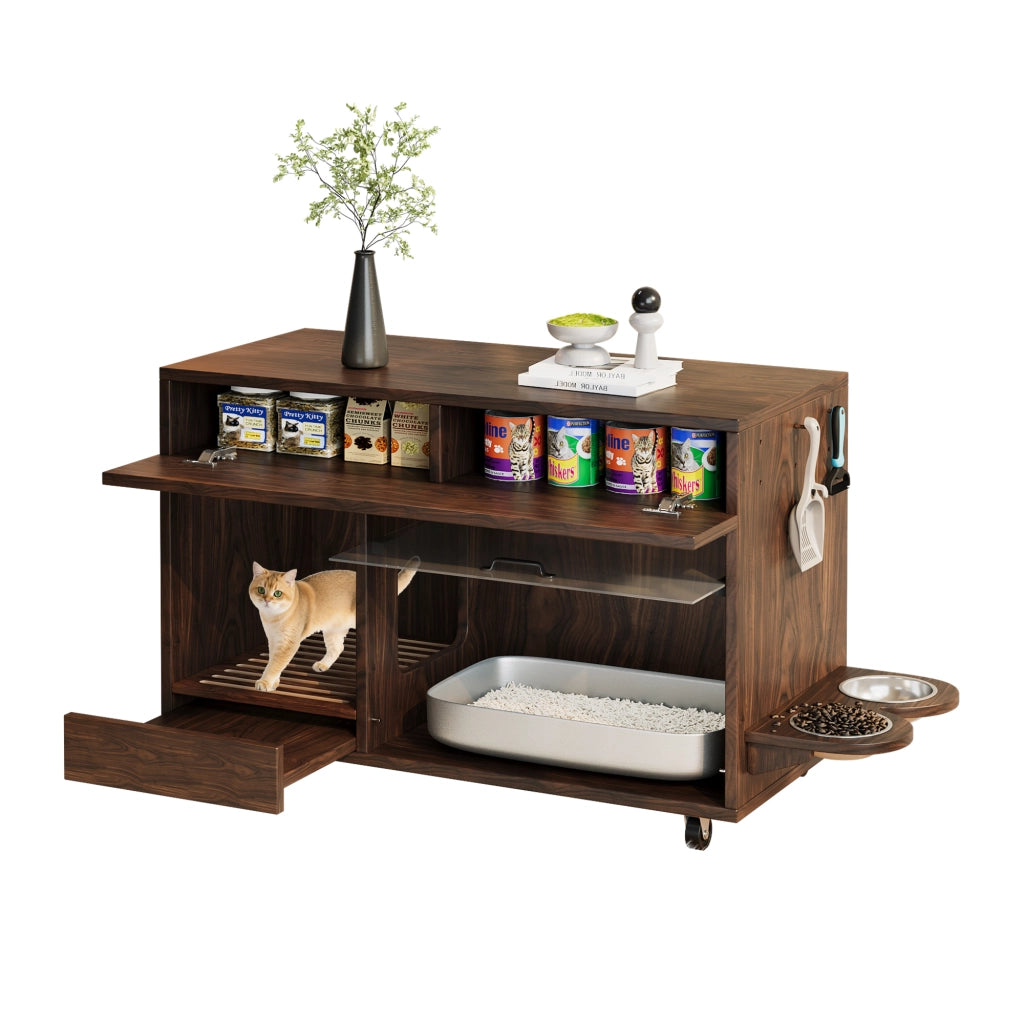 Mobiletto Portaciotola per Gatti ¨C MINIMAL ¨C Noce, 100x45.5x67 cm