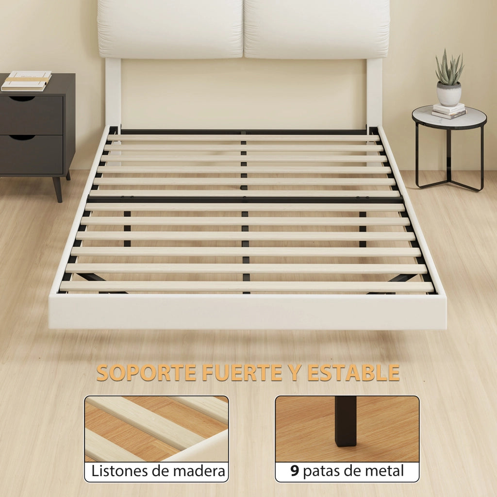 Letto matrimoniale imbottito con testiera ¨C Xylo ¨C Beige metallico 135x190 cm