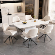 Sedia da pranzo girevole - Zephmum - Set di 6 - Velluto - Beige - Moderno