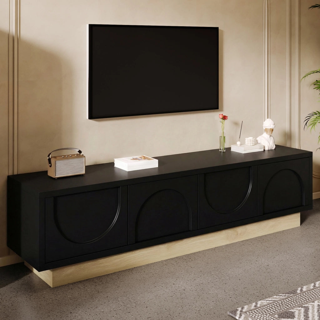 Cassettiera per TV nera in MDF lunghezza 175 cm