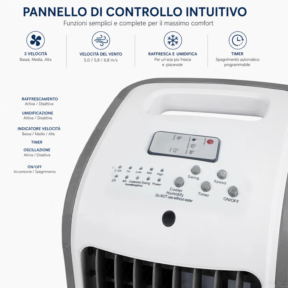 Raffrescatore Aria Air Cooler Ventilatore con Serbatoio Ghiaccio e Telecomando