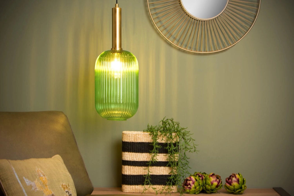 Lampada a sospensione Lucide Maloto verde oro Ø20 E27