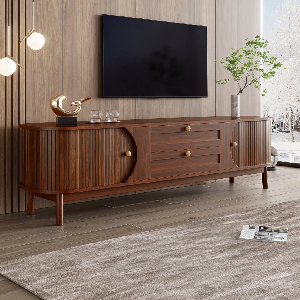 Cassettiera TV in MDF color noce lunghezza 170 cm