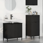 Set di mobili per il bagno con cassetto con porta 2 pcs Nero 3393094