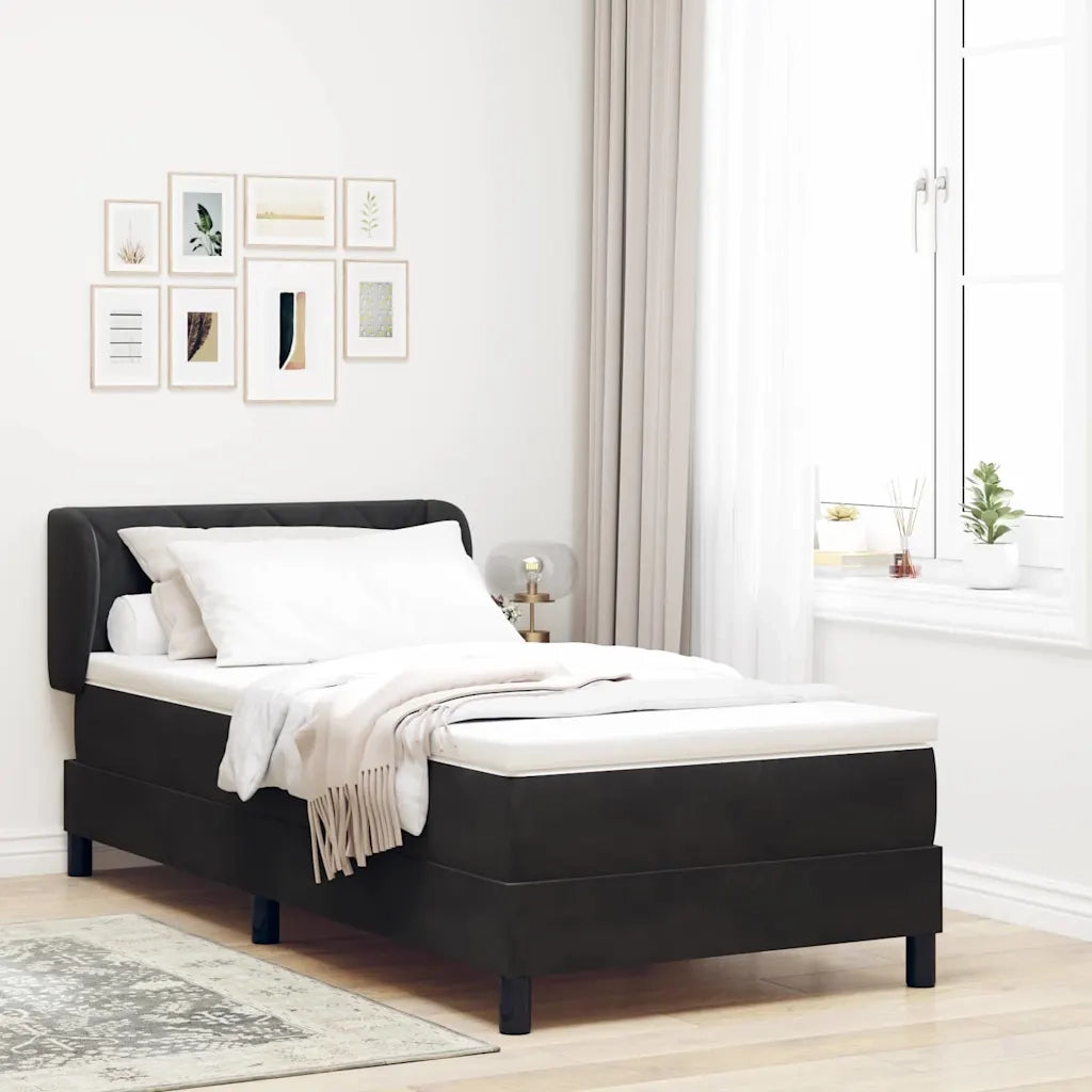 Letto a molle con testiera Nero 100 x 200 cm Velluto 3340432