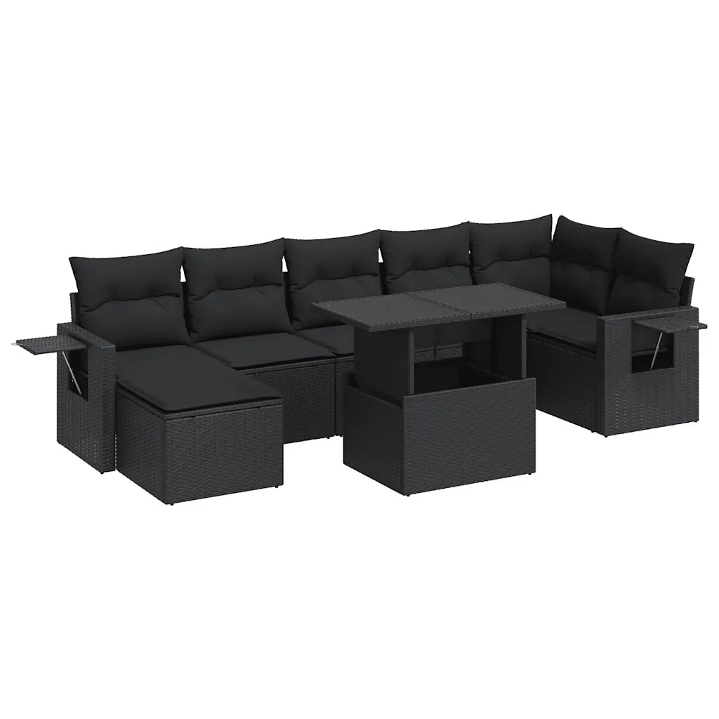 Set Divani da Giardino con Cuscini 8 pz Nero in Polyrattan 3326516