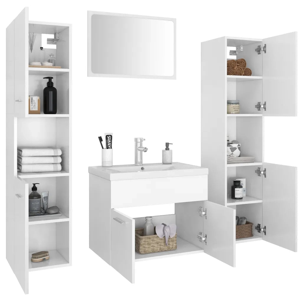 Set Mobili da Bagno Bianco in Truciolato 3071045