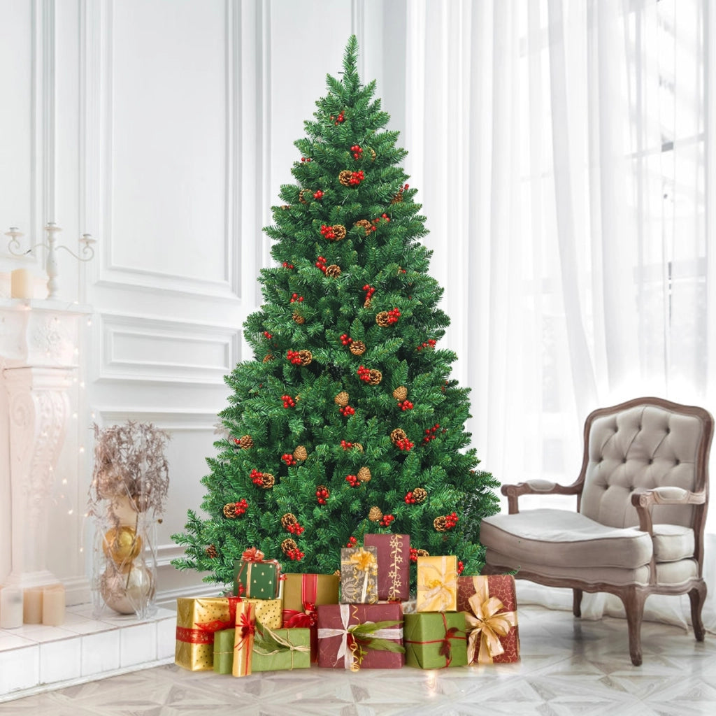 Albero di Natale 200 cm 1100 rami, Abete artificiale con base resistente di metallo