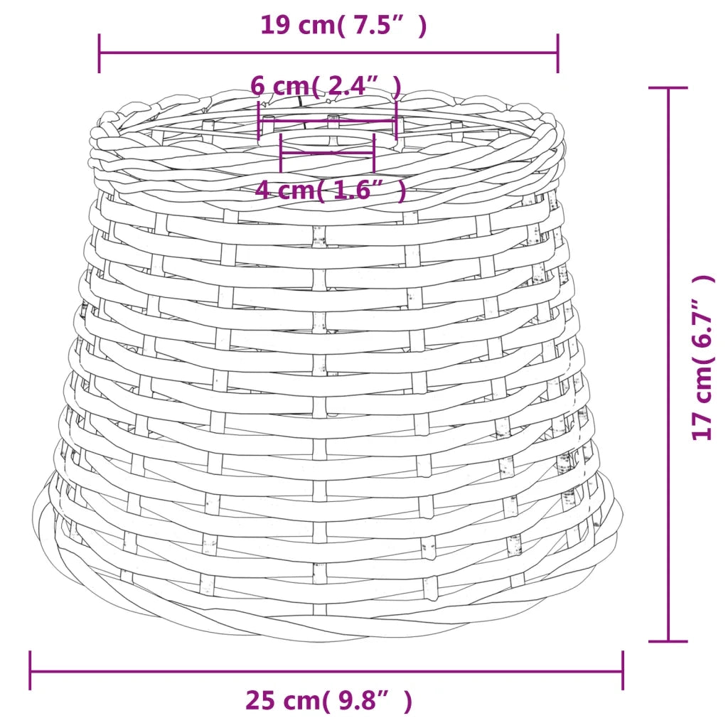 Paralume da Soffitto Bianco Ø25x17 cm in Vimini 364366