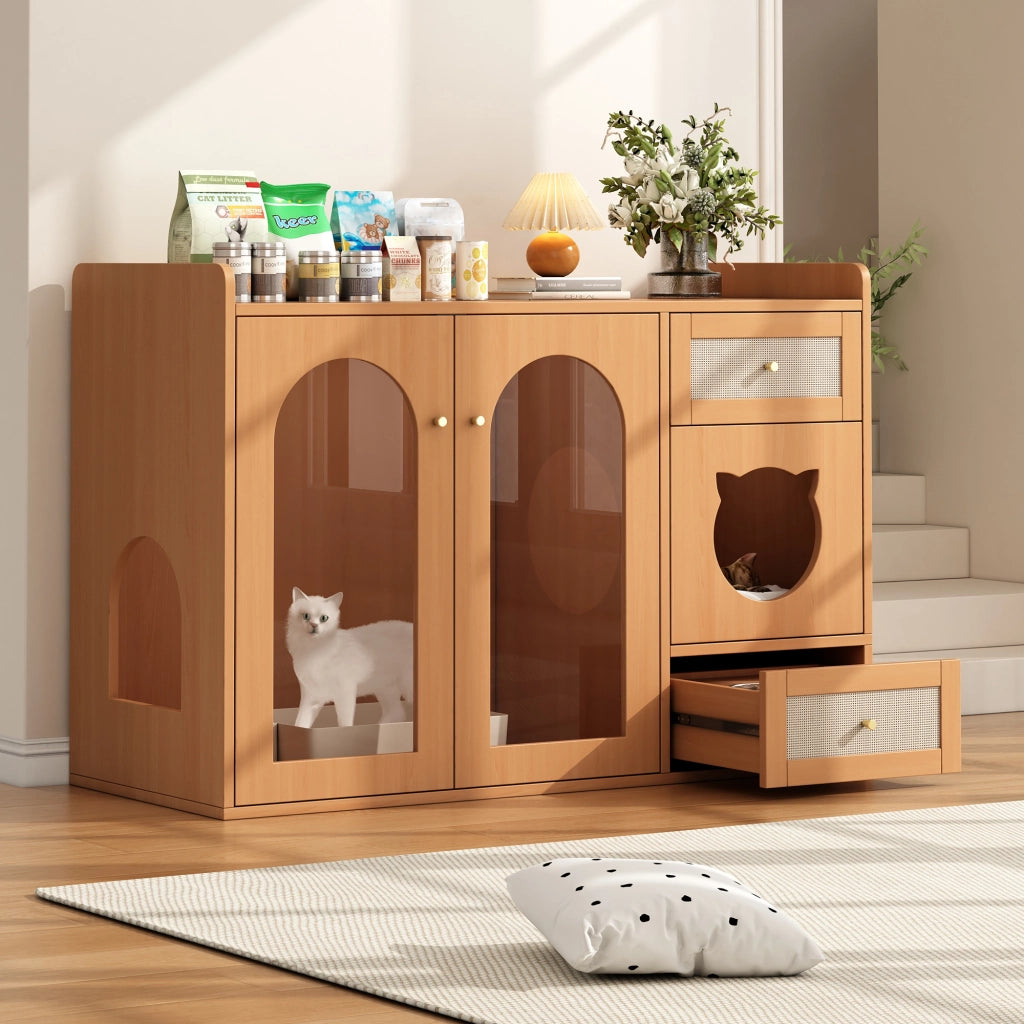 ARMADIO LETTIERA GATTI 120x45x83 cm Noce MDF e Vetro