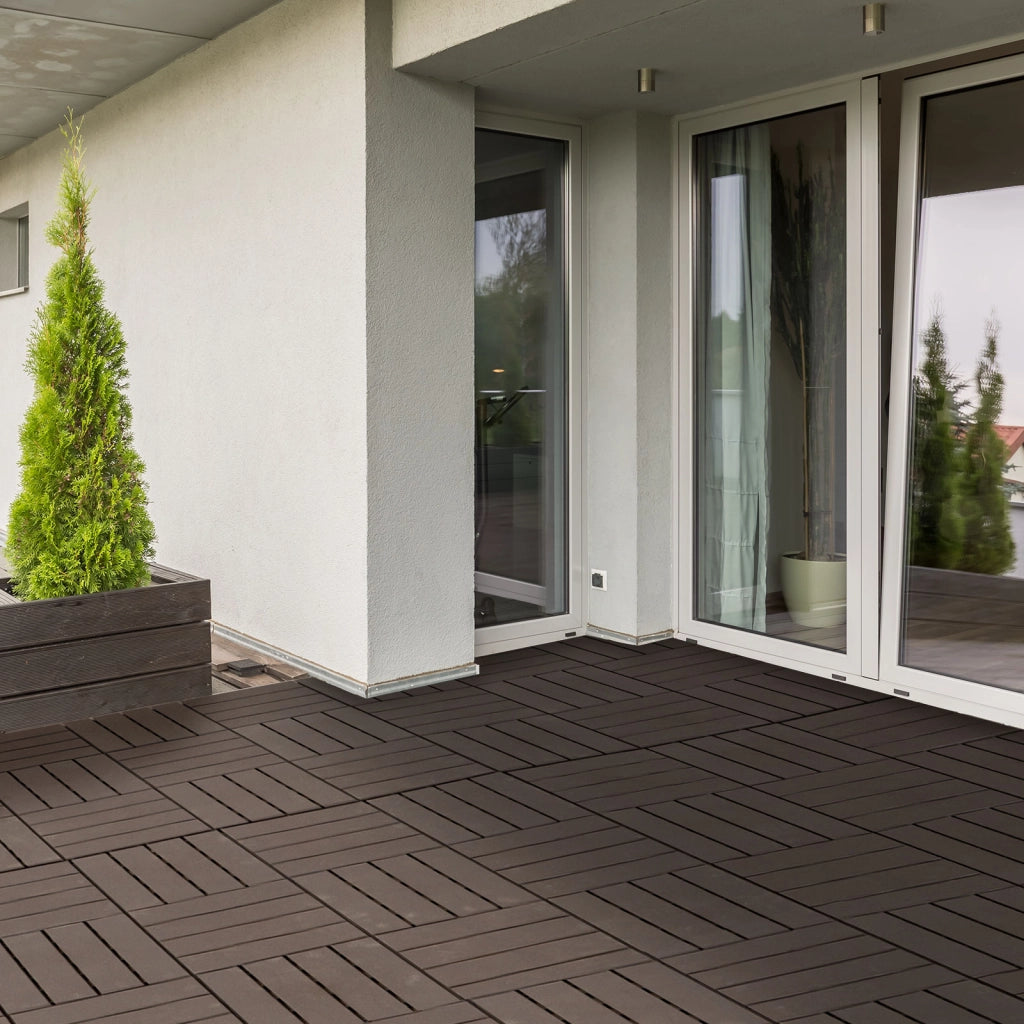 Set 9 Mattonelle a Incastro per Terrazzo ¨C Minimal ¨C Marrone 30x30x2cm