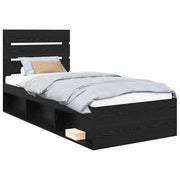Letto singolo | Letto per adulti | Struttura del letto Nero 100 x 200 cm Pino massello