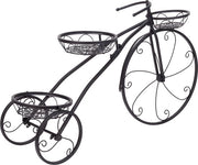 Pianta per Bicicletta - Supporto per Piante - Standaard per Fiori - Tre Gomme - Standaard per Fiori - Per Giardino - Patio - Nero - L 79,5 x H 52cm