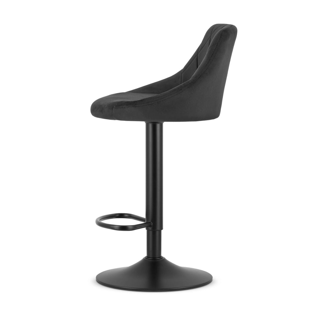 Sgabello da bar girevole OSKAR KAST velluto nero con base nera
