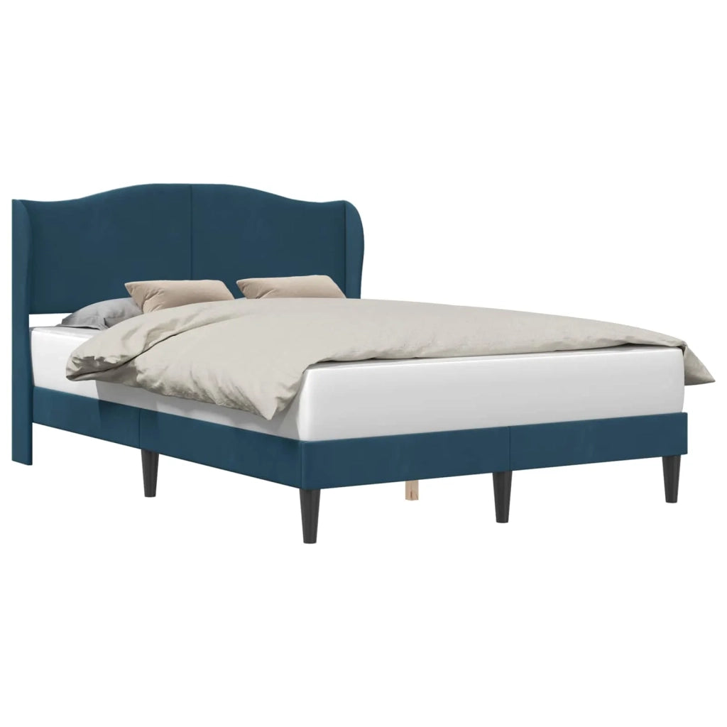 Letto matrimoniale | Letto per adulti | Struttura del letto con testiera Blu 120 x 190 cm Velluto