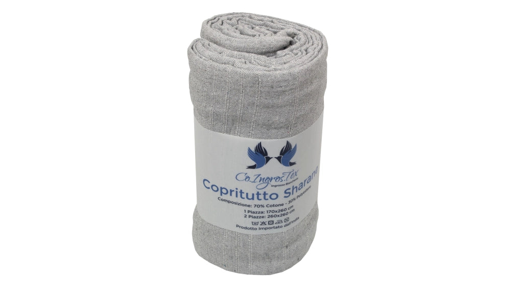 Telo Arredo Copridivano Multiuso Copritutto Cotone Modello Sharane Arredatutto - 1 Piazza - Grigio