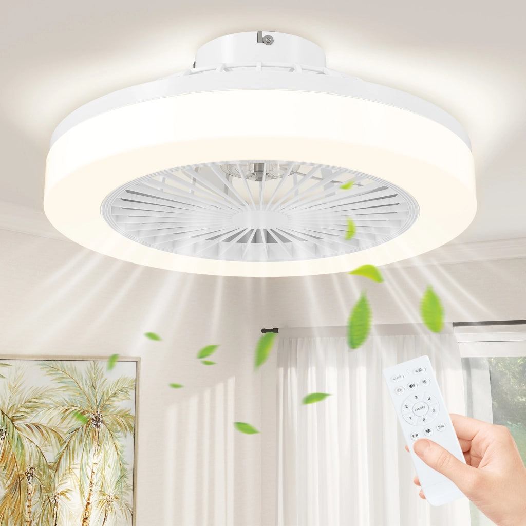 Ventilatore da soffitto con luce LED ¨C Xylo ¨C 6 velocit¨¤, telecomando, bianco