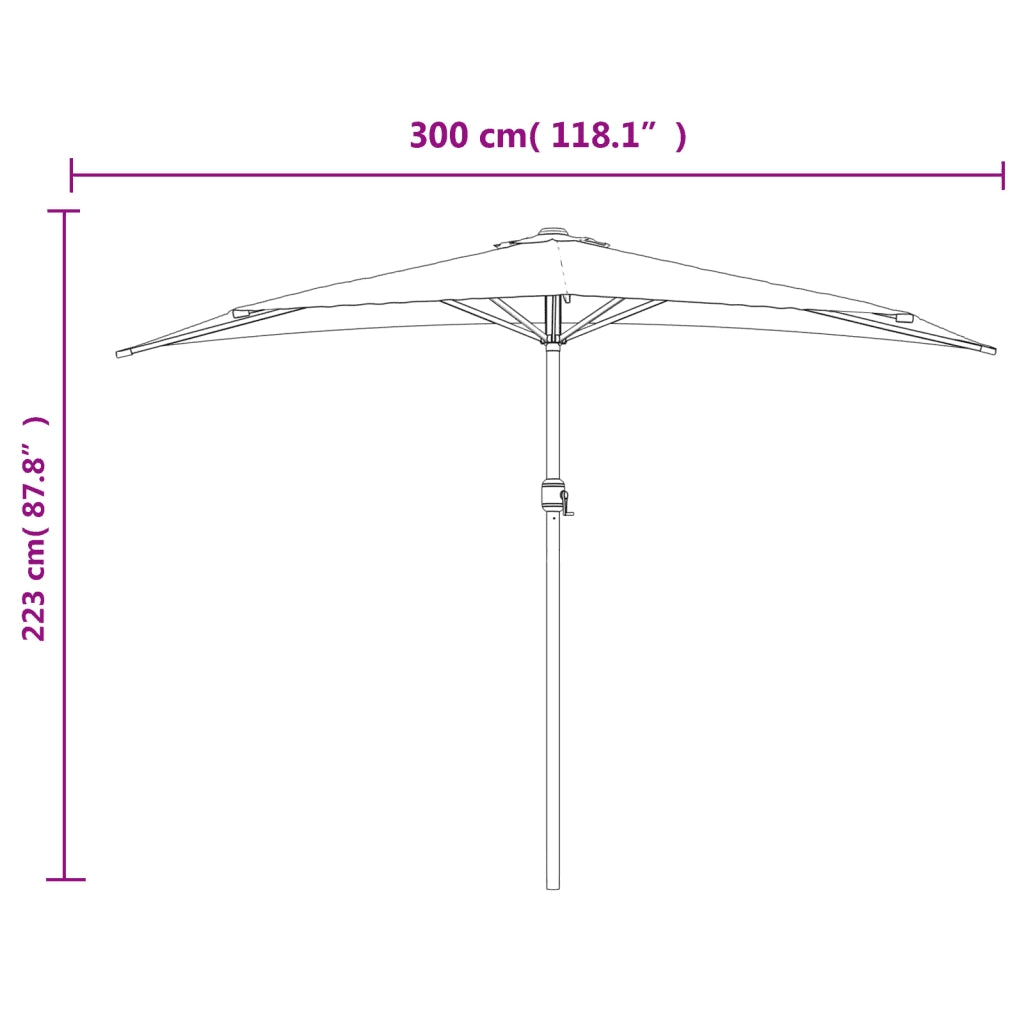 Ombrellone da Balcone Palo in Alluminio Talpa 300x155 cm a Metà 44594